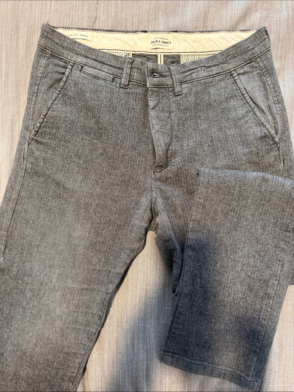 Jack & Jones Men's Heather Gray Slim Chinos